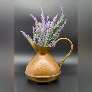 Vintage Brass Hammered/ Copper Pitcher - Farmhouse Decor - Made in Holland